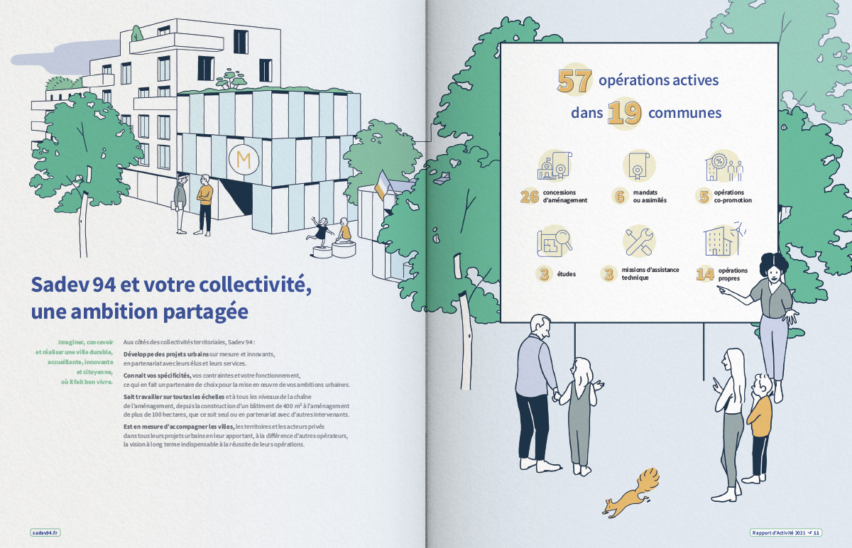 rapport d'activité de sadev94 par benjamin lecoq - graphiste à paris - communication financière - aménageur urbain